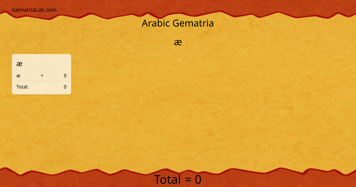 æ in arabic Gematria