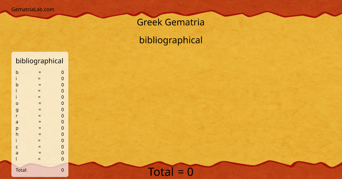 bibliographical in greek Gematria