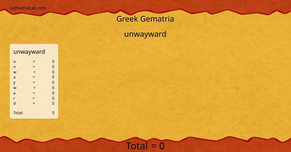 unwayward in greek Gematria