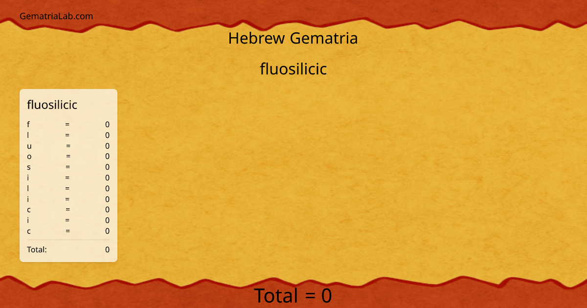 fluosilicic in hebrew Gematria