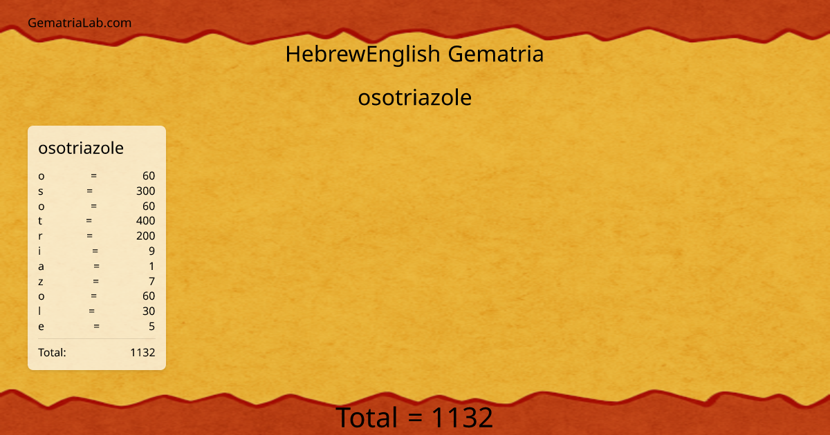 osotriazole in hebrewEnglish Gematria