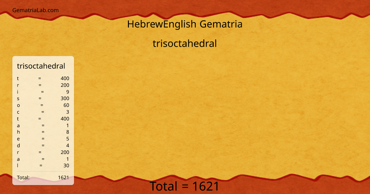 trisoctahedral in hebrewEnglish Gematria