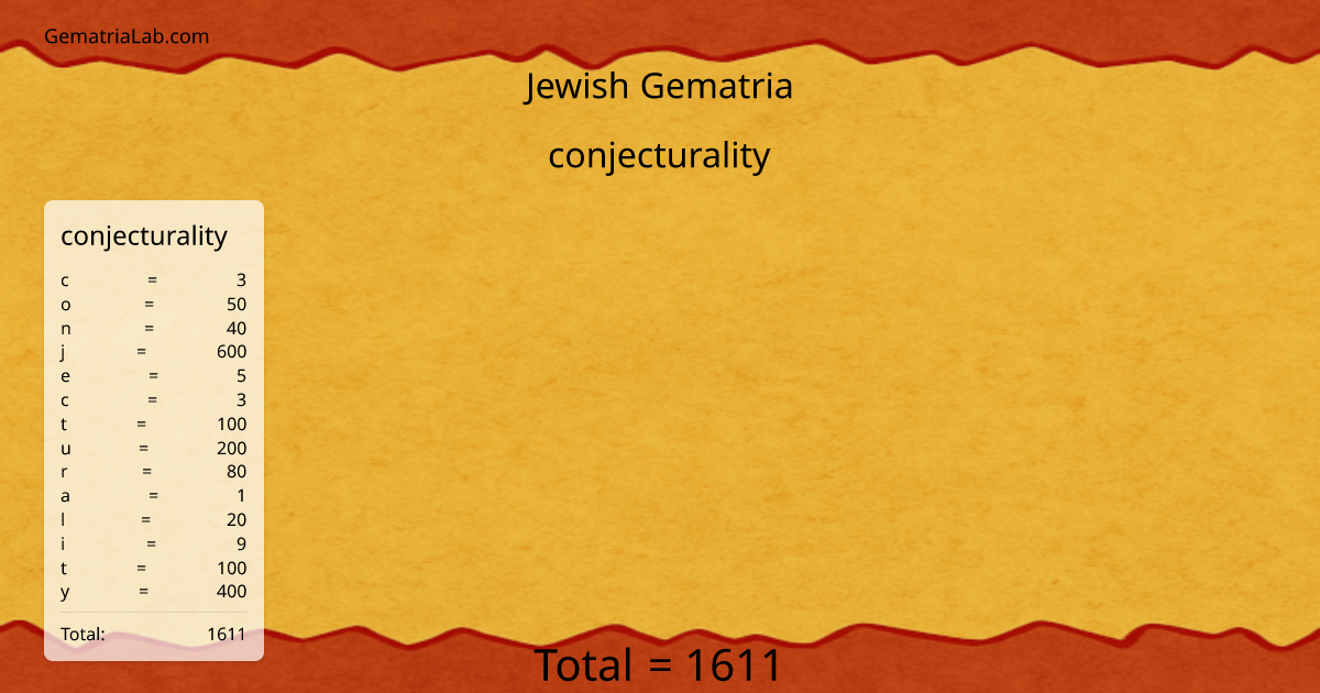 conjecturality in jewish Gematria