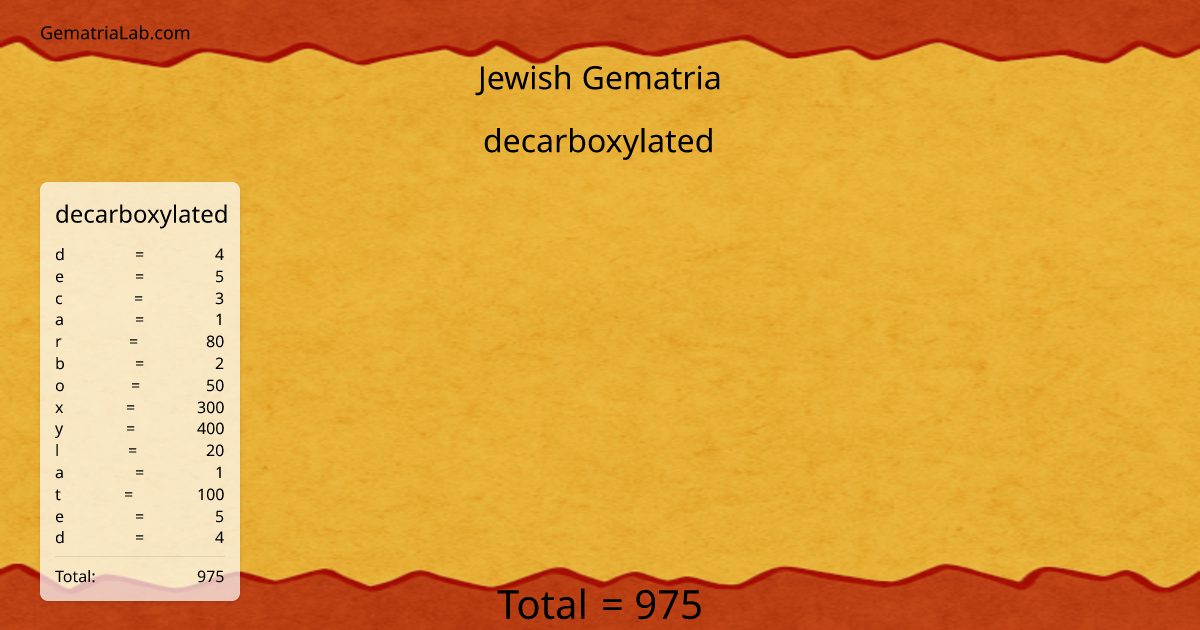 decarboxylated in jewish Gematria