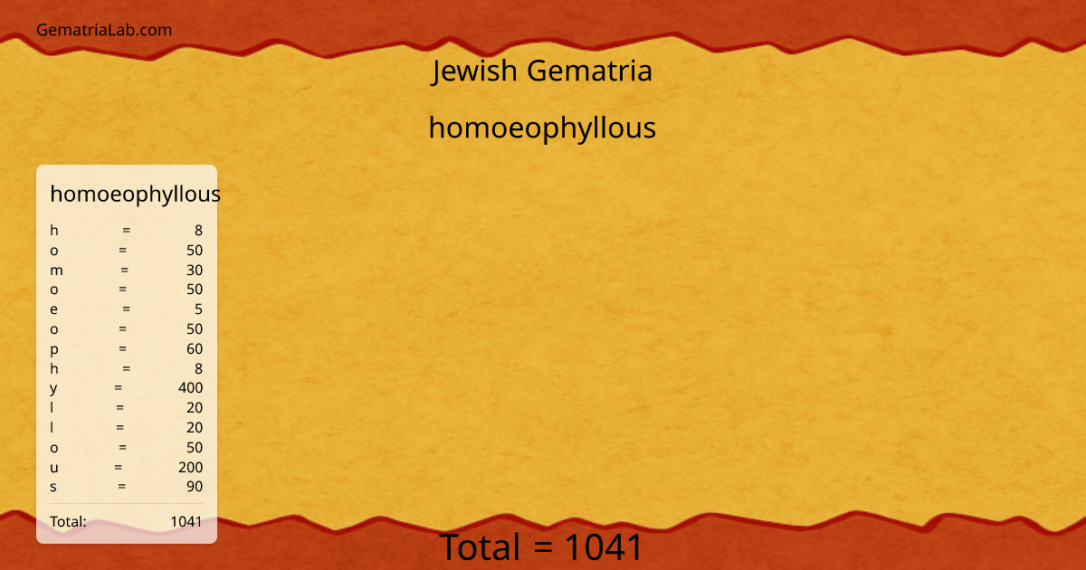 homoeophyllous in jewish Gematria