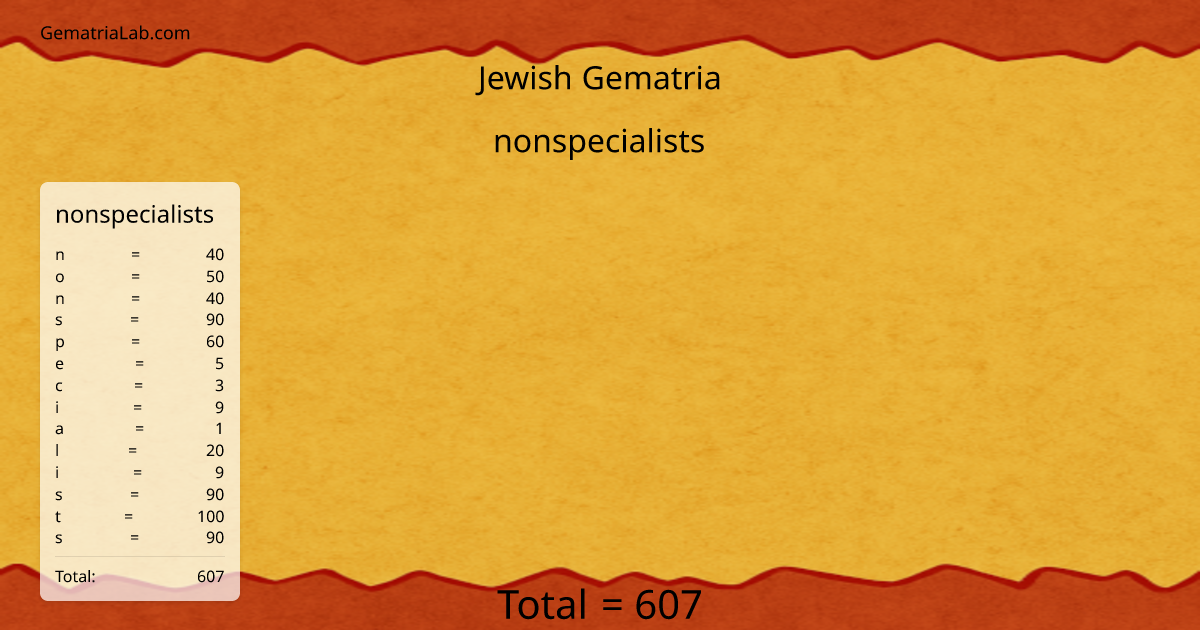 nonspecialists in jewish Gematria