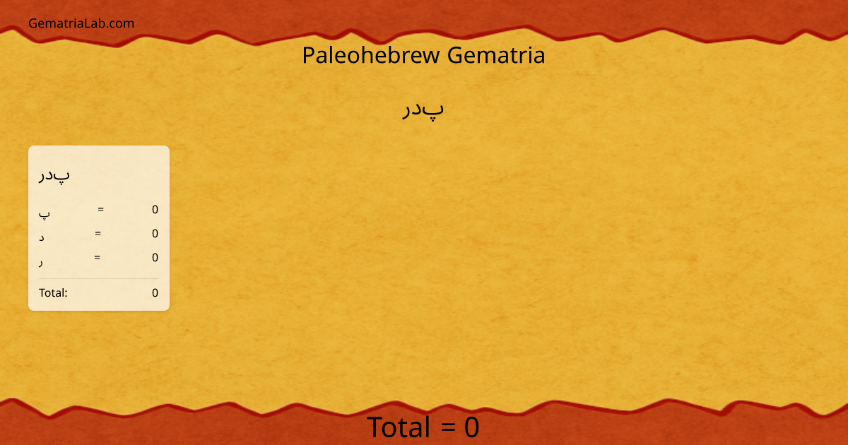 پدر in paleohebrew Gematria
