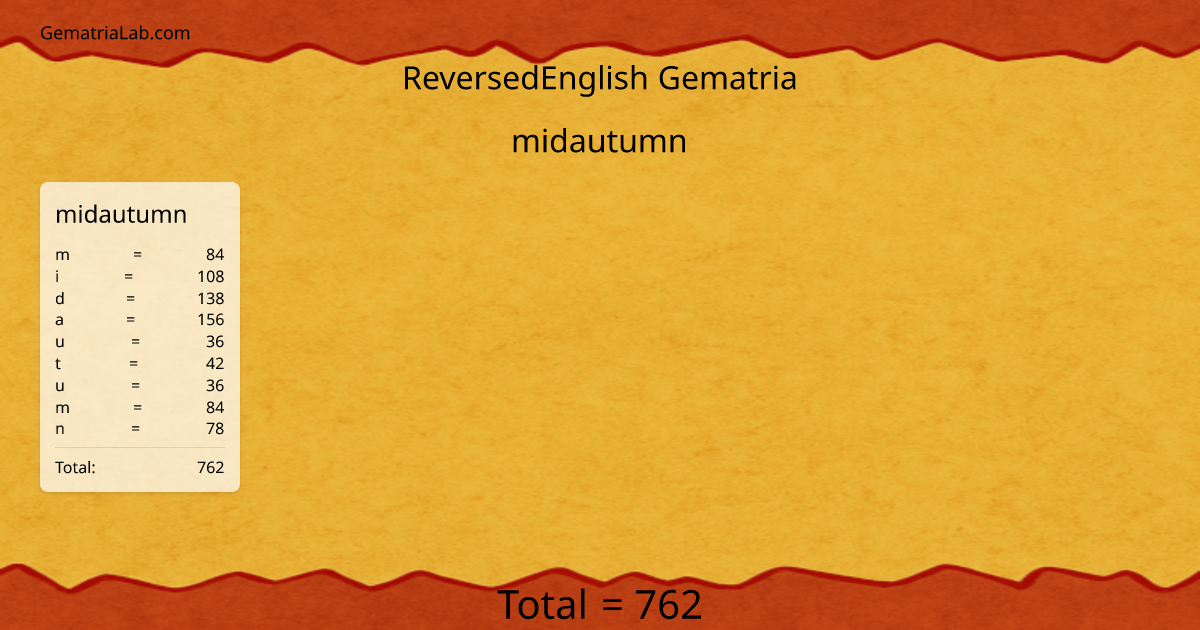 midautumn in reversedEnglish Gematria