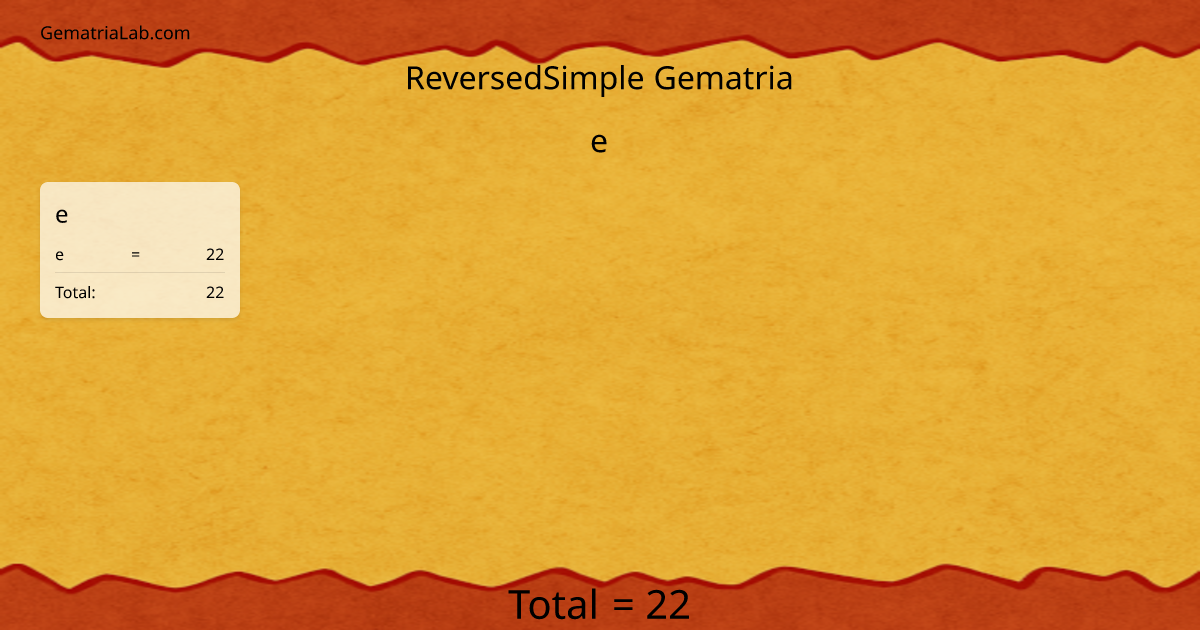 e in reversedSimple Gematria