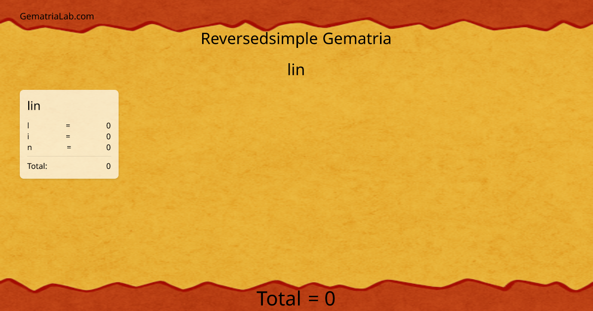 lin in reversedsimple Gematria