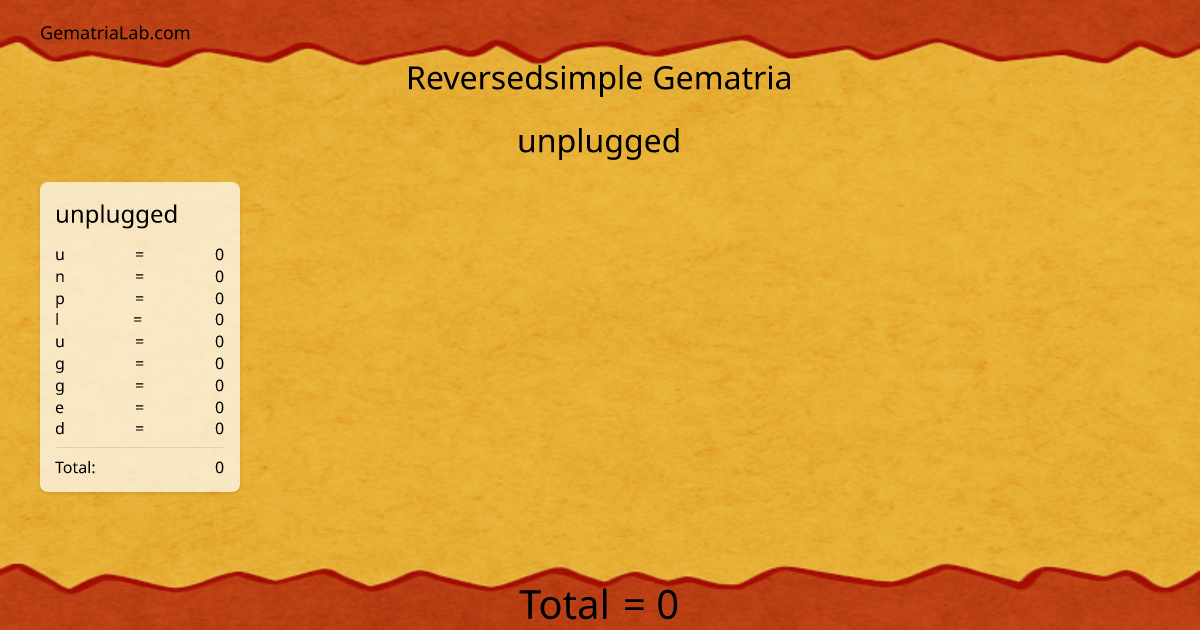 unplugged in reversedsimple Gematria