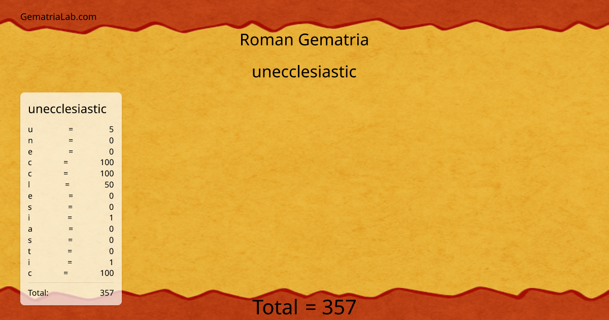 unecclesiastic in roman Gematria